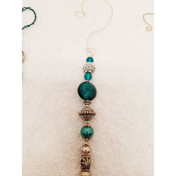 Four teal silver and gold Christmas icicle ornaments c20 - Picture 9 of 11